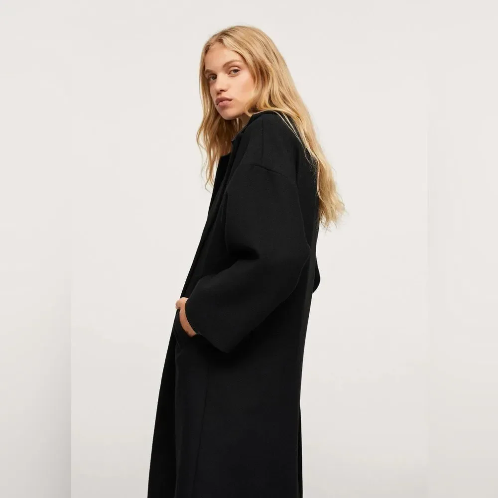 Mango Wool Blend Coat Black New - Picture 10 of 12